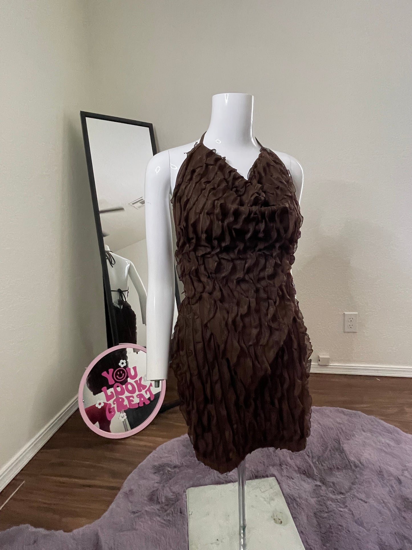 Chocolate Fringe Two-Piece Skirt Set