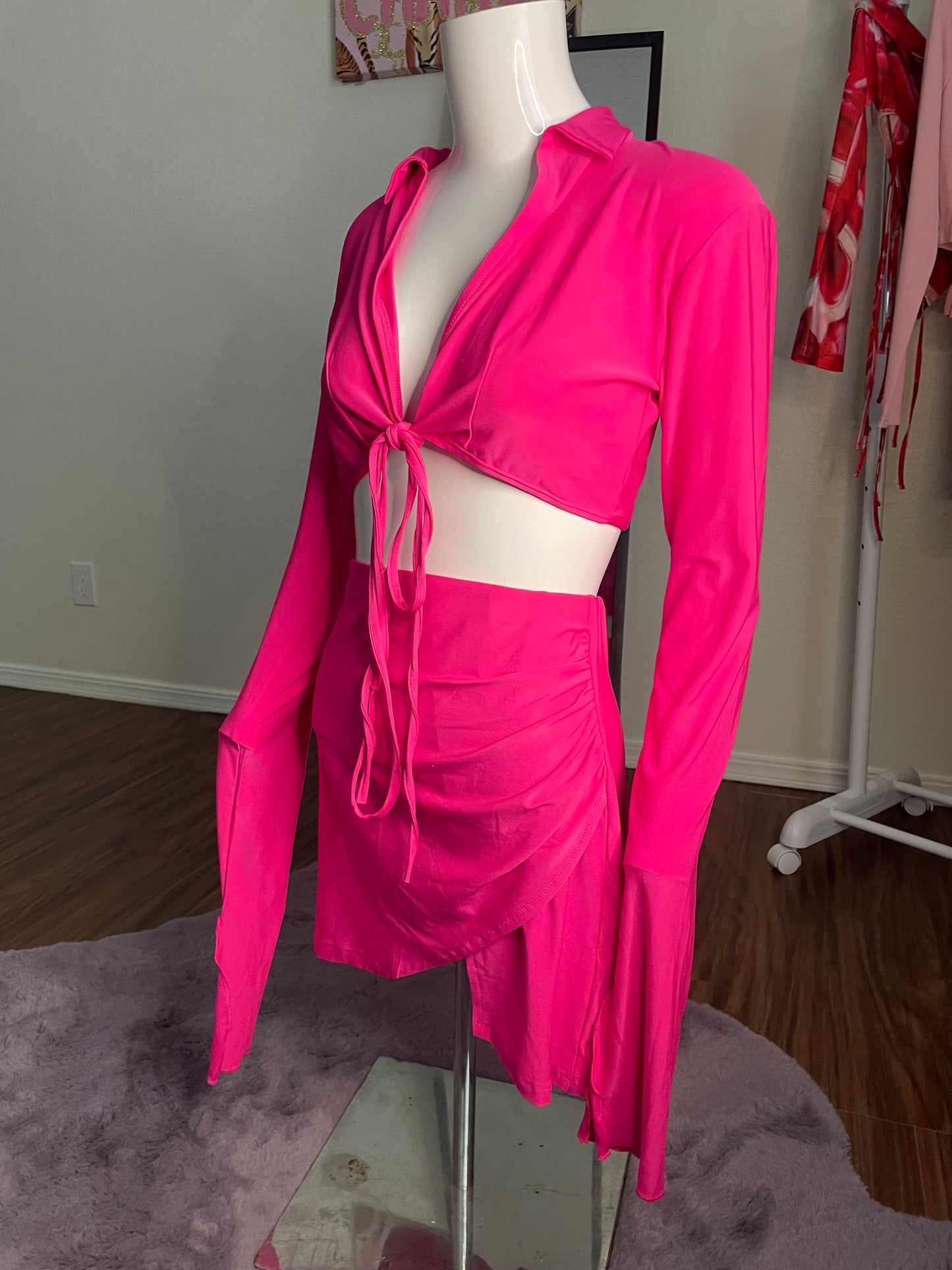 Pretty in Pink Ruched Skirt Set