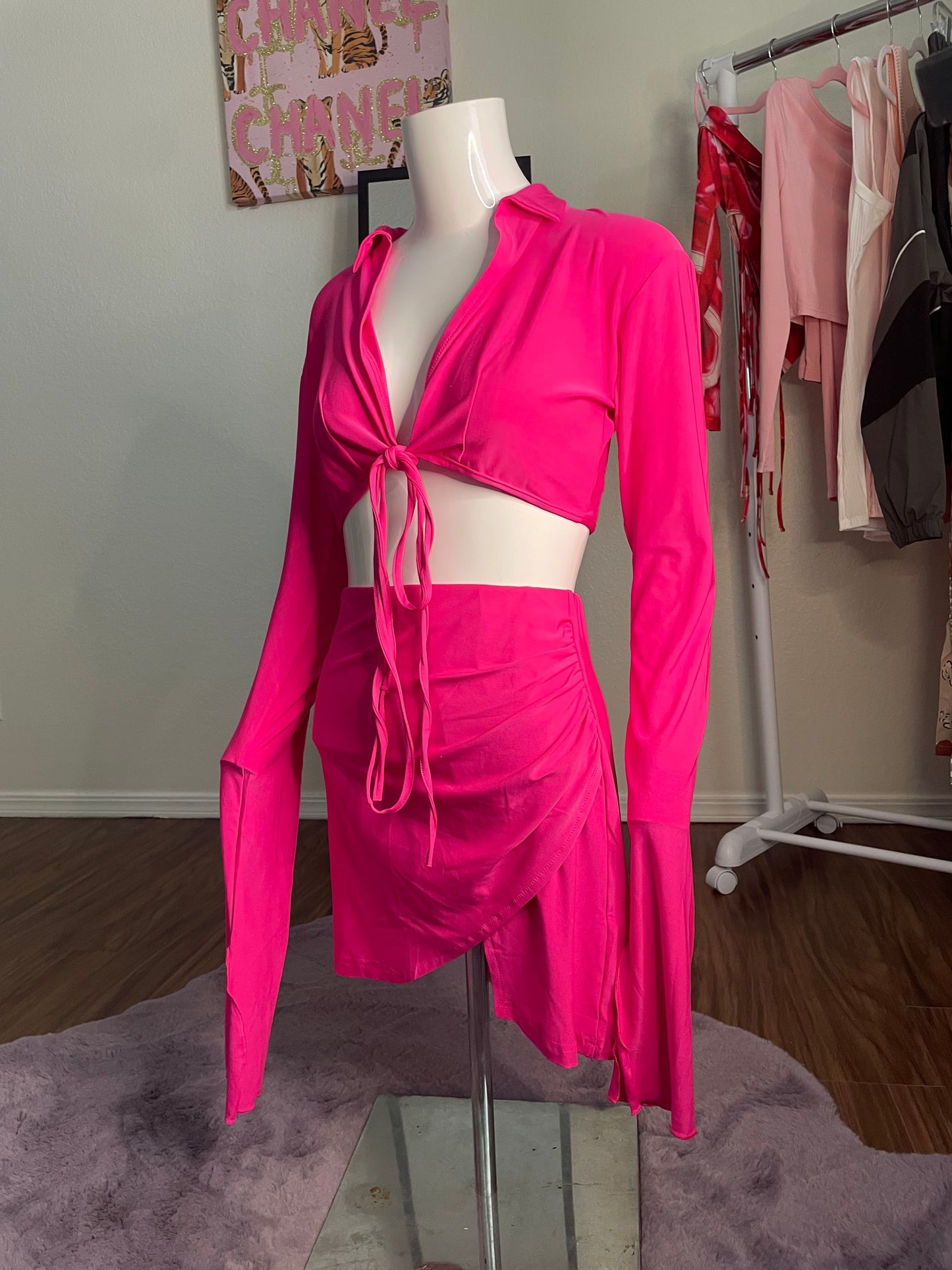 Pretty in Pink Ruched Skirt Set