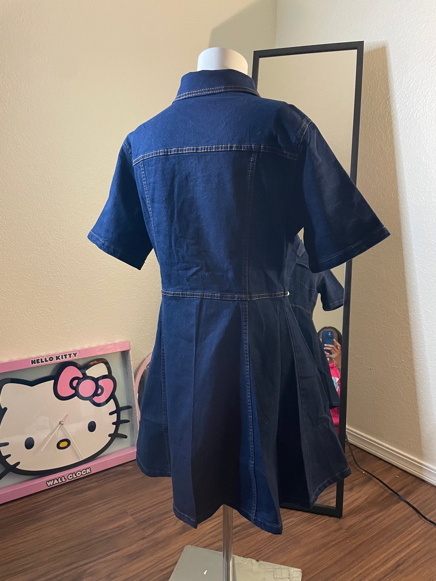 Denim Button-Up Mini Dress