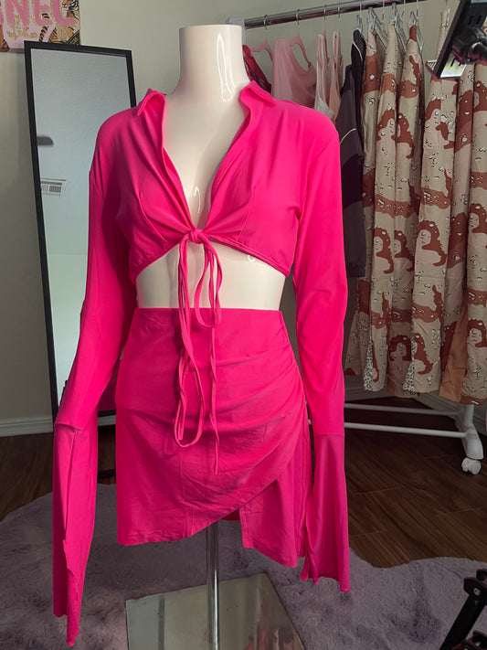 Pretty in Pink Ruched Skirt Set