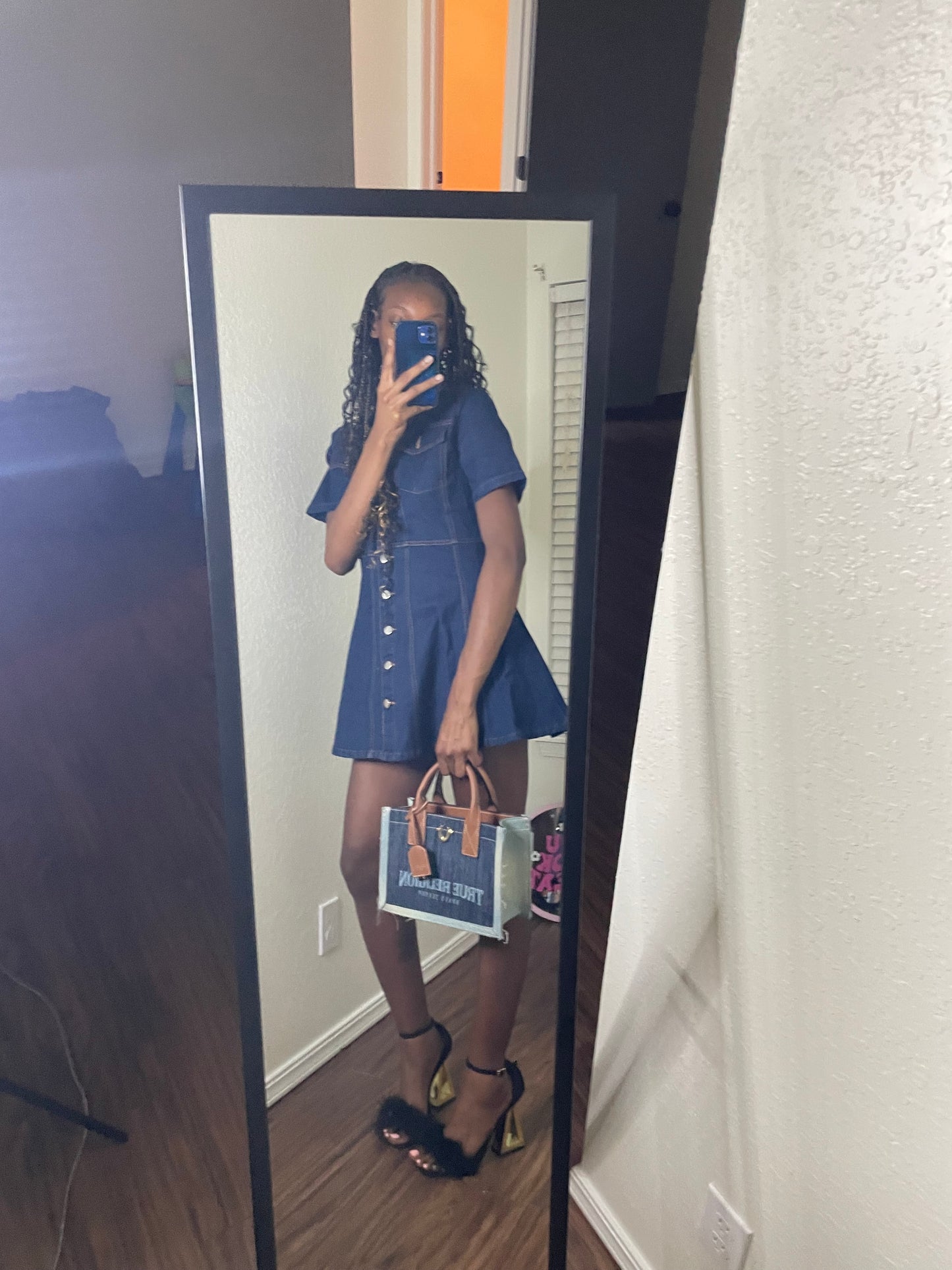Denim Button-Up Mini Dress