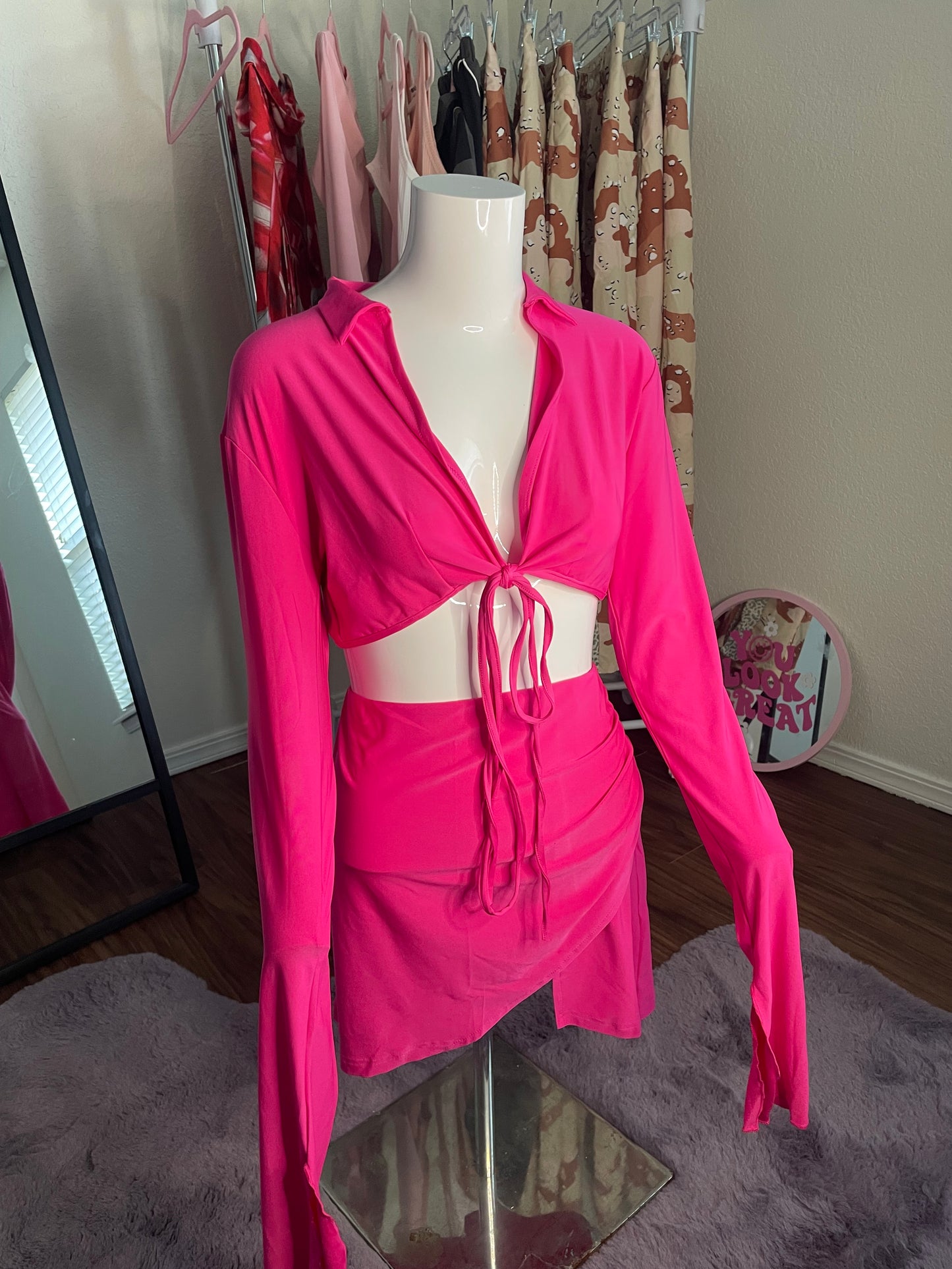 Pretty in Pink Ruched Skirt Set
