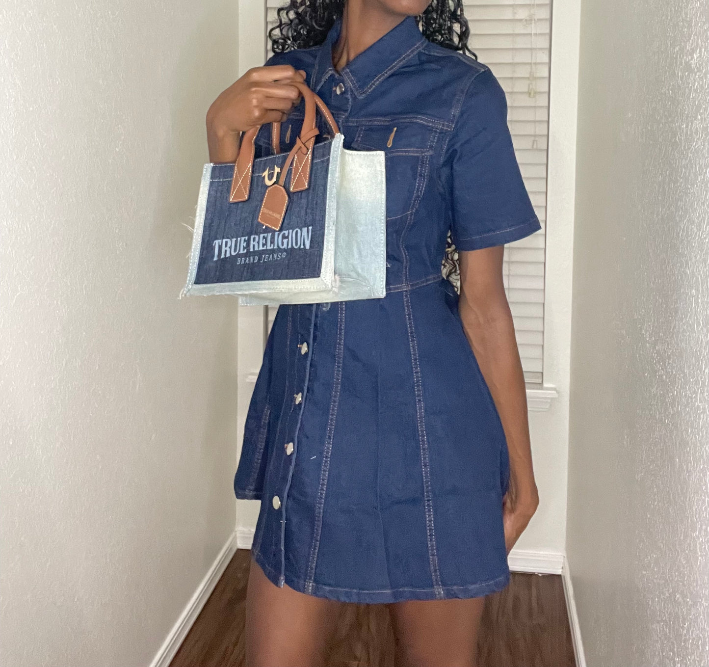 Denim Button-Up Mini Dress