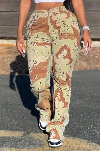 Yellow mesh camouflage pants