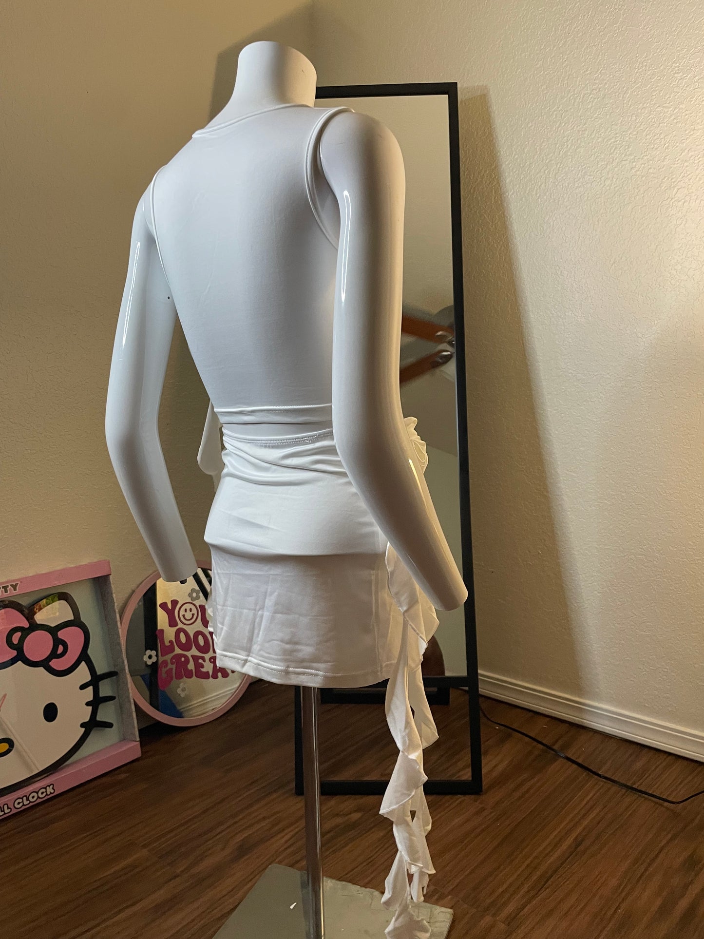 White Ruffle Two Piece Set