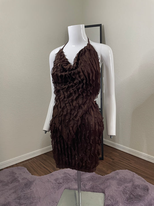 Chocolate Fringe Two-Piece Skirt Set