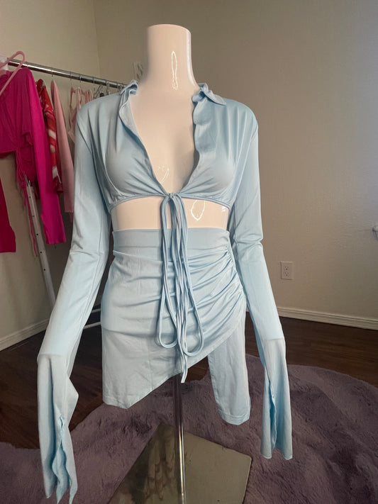 Blue Belle Ruched Skirt Set