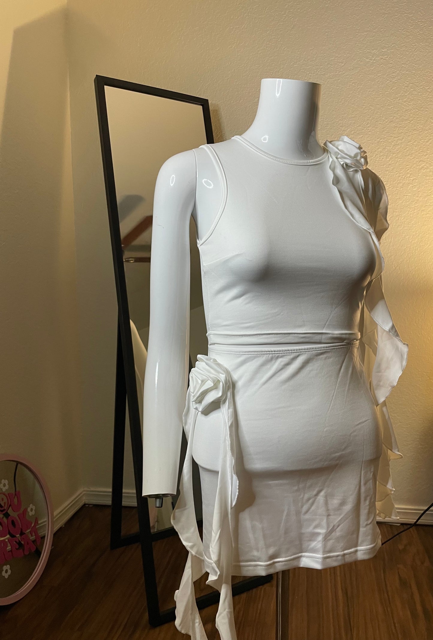 White Ruffle Two Piece Set