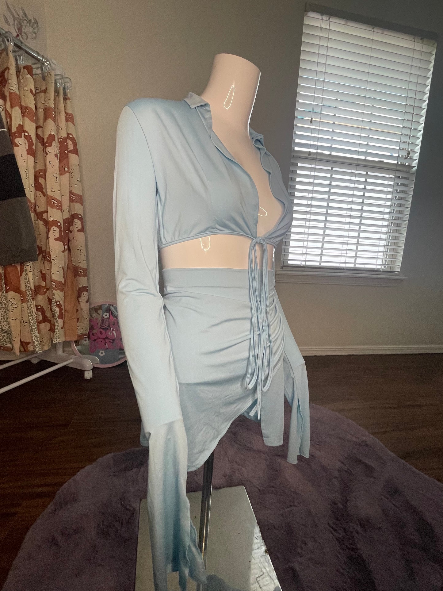 Blue Belle Ruched Skirt Set