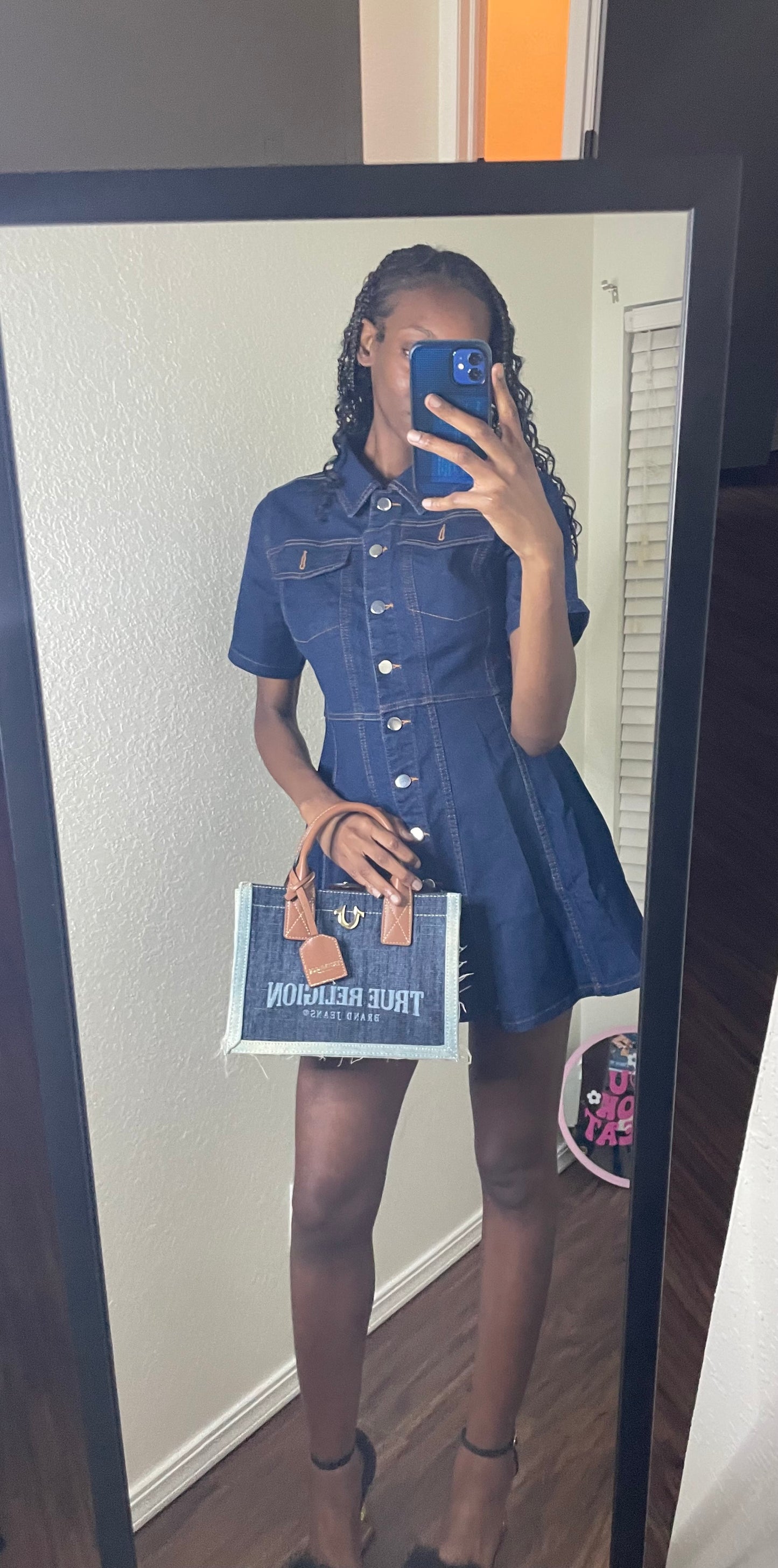 Denim Button-Up Mini Dress